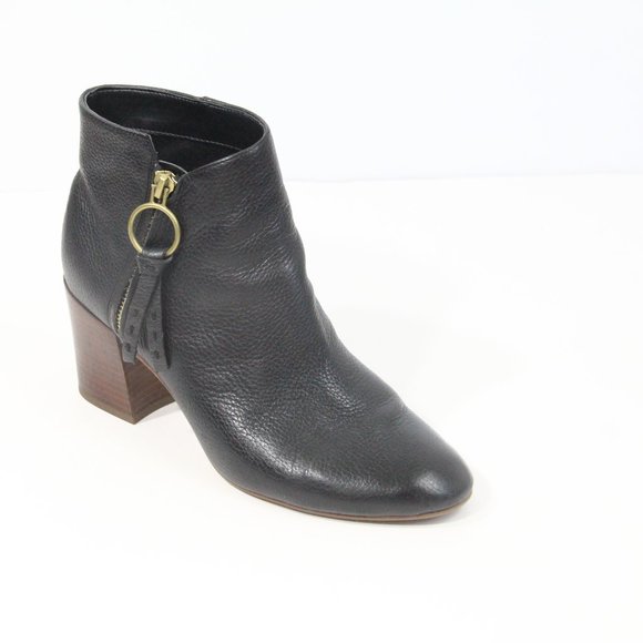 Franco Sarto Boots sz 8 Women Callahan Leather Bootie Block Heel - Picture 2 of 10